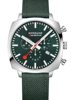 MONDAINE Herrenuhren-Cushion Chrono 41mm Set Grün MSL.41460.LF.SET