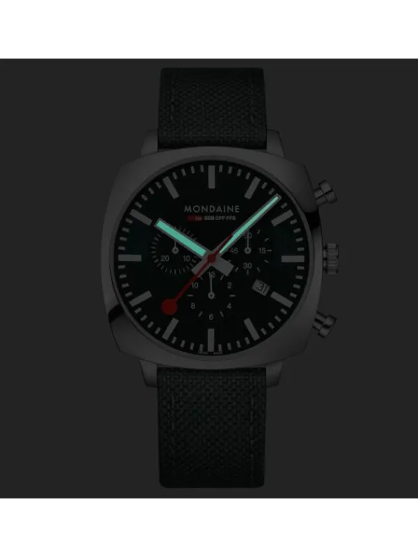 MONDAINE Herrenuhren-Cushion Chrono 41mm Set Grün MSL.41460.LF.SET