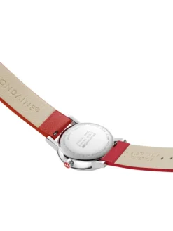 MONDAINE Damenuhren-evo2, 30 mm Leder vegan rot Datum MSE.30210.LCV