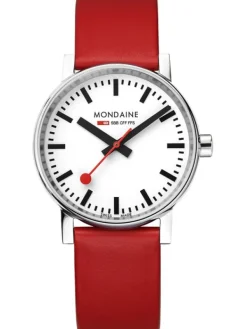 MONDAINE Herrenuhren | Damenuhren-evo2, 35 mm Leder vegan rot MSE.35110.LCV