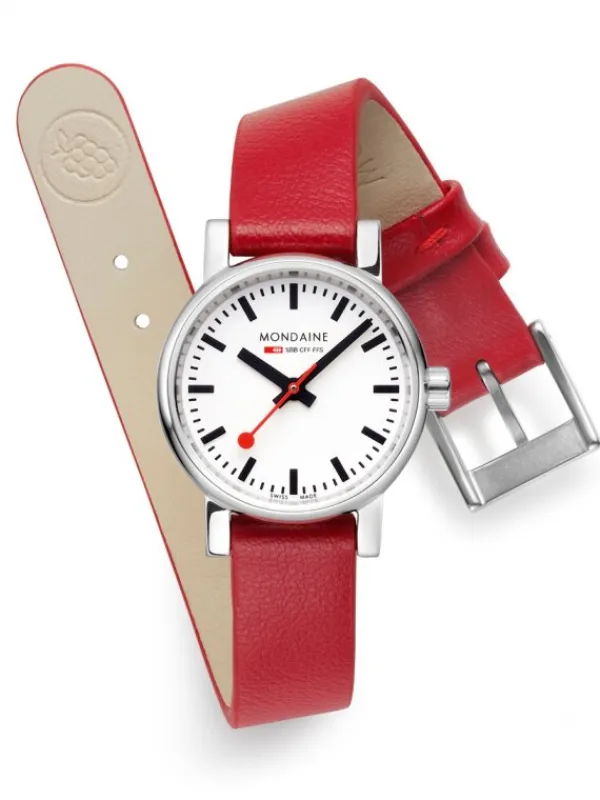 MONDAINE Damenuhren-evo2, 26 mm Leder vegan rot MSE.26110.LCV