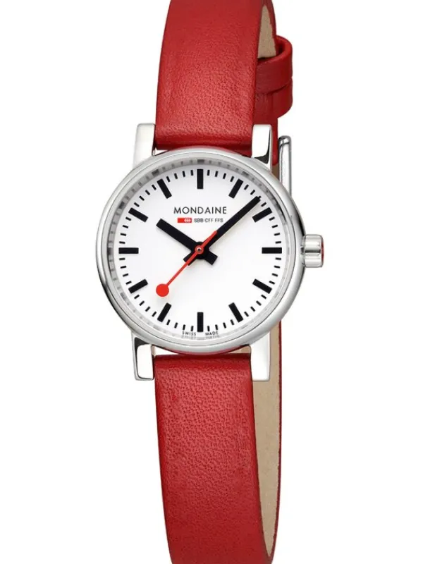 MONDAINE Damenuhren-evo2, 26 mm Leder vegan rot MSE.26110.LCV