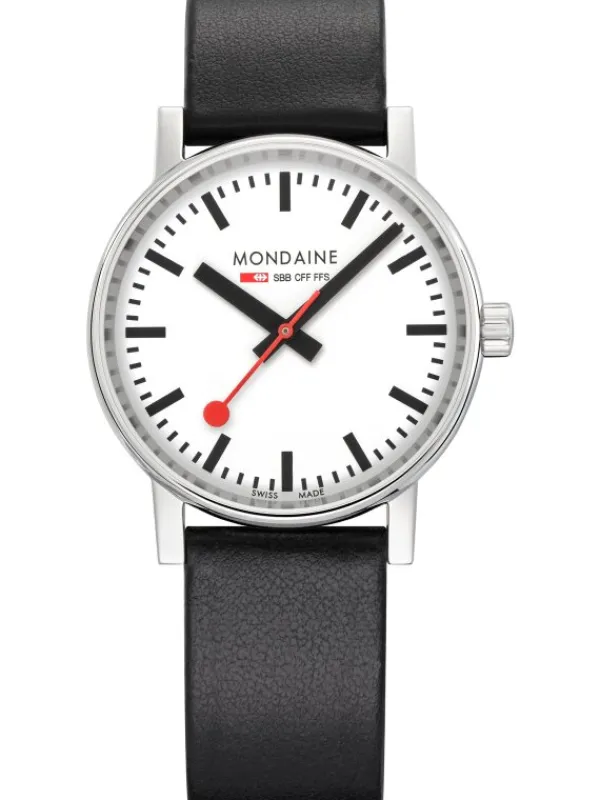 MONDAINE Herrenuhren | Damenuhren-evo2, 35 mm Weiß Leder vegan MSE.35110.LBV
