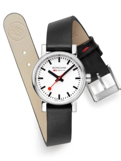 MONDAINE Damenuhren-evo2, 26 mm Weiß Leder vegan MSE.26110.LBV
