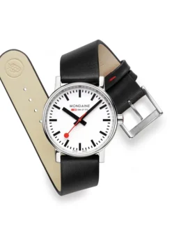 MONDAINE Herrenuhren | Damenuhren-evo2, 35 mm Weiß Leder vegan MSE.35110.LBV