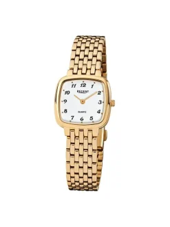 REGENT Damenuhren-Damenuhr eckig goldf. F-521