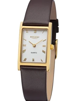 REGENT Damenuhren-Damenuhr eckig Leder goldf. F1302