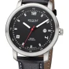 REGENT Herrenuhren-Herrenuhr Automatik 44 mm schwarz Lederband GM-2104