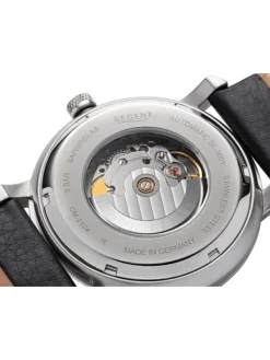 REGENT Herrenuhren-Herrenuhr Automatik 44 mm schwarz Lederband GM-2104