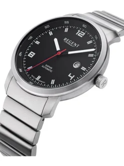 REGENT Herrenuhren-Herrenuhr Automatik 44 mm schwarz Metallband GM-2106