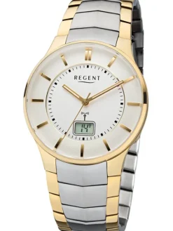 REGENT Herrenuhren-Herrenuhr Funk bicolor Gliederarmband FR-213