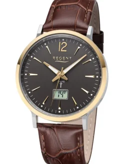REGENT Herrenuhren-Herrenuhr Funk Leder braun FR244