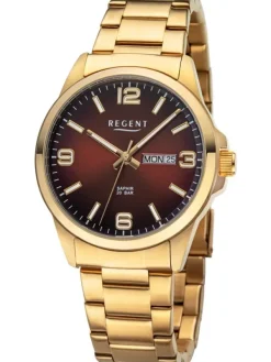 REGENT Herrenuhren-Herrenuhr Gliederband 20 bar goldf. F1530