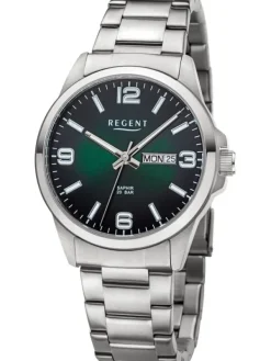 REGENT Herrenuhren-Herrenuhr Gliederband 20 bar grün F1529