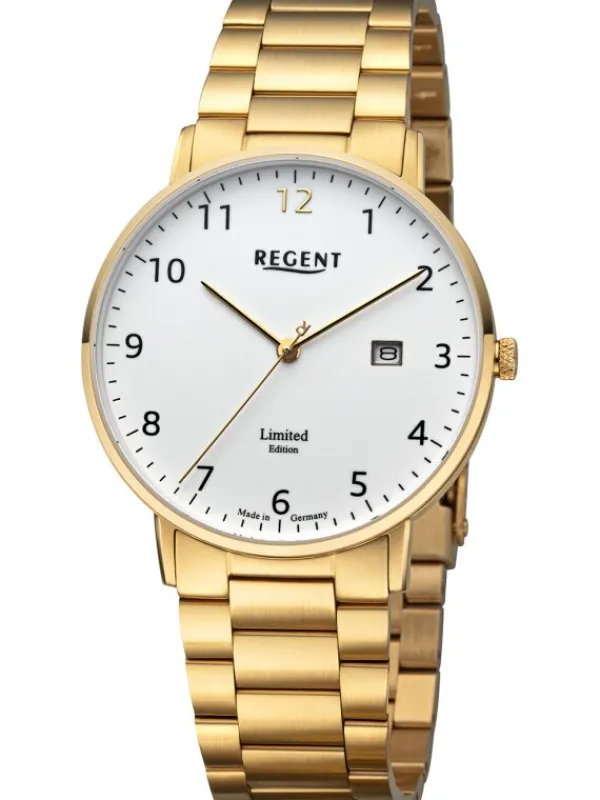 REGENT Herrenuhren-Herrenuhr Quarz Limited Edition goldf. Gliederband GM-2301