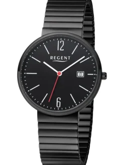 REGENT Herrenuhren-Herrenuhr Quarz schwarz Zugband F1352