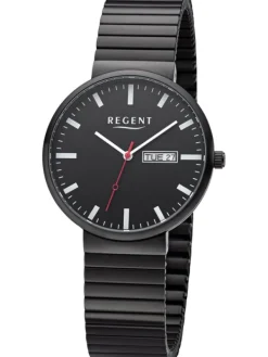 REGENT Herrenuhren-Herrenuhr Quarz schwarz Zugband F1355