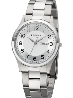 REGENT Herrenuhren-Herrenuhr Quarz silberfarben Metallband F1276