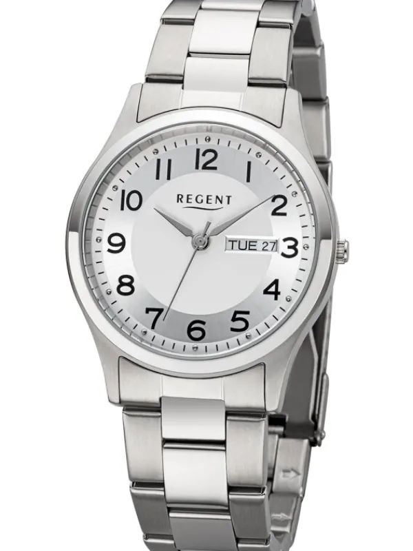 REGENT Herrenuhren-Herrenuhr Quarz silberfarben Metallband F1276