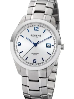 REGENT Herrenuhren-Herrenuhr Quarz silber Saphir Metallband F1194