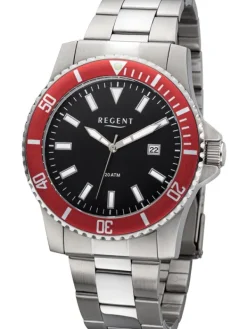 REGENT Herrenuhren-Herrenuhr Quarz Sport schw. rot F1286