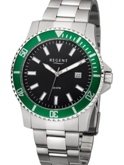 REGENT Herrenuhren-Herrenuhr Quarz Sport schw.grün F1184