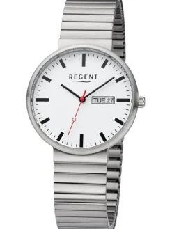 REGENT Herrenuhren-Herrenuhr Quarz weiß Zugband F1354