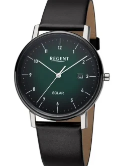 REGENT Herrenuhren-Herrenuhr Solar 39 mm schwarz grün F1548