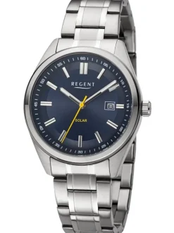 REGENT Herrenuhren-Herrenuhr Solar blau Gliederband F1541