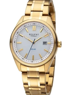 REGENT Herrenuhren-Herrenuhr Solar goldf. Gliederarmband F1542