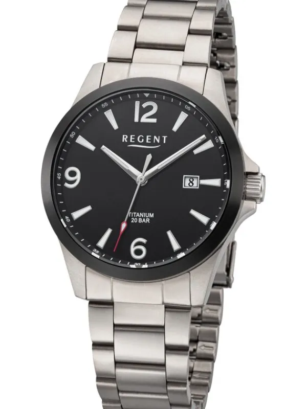 REGENT Herrenuhren-Herrenuhr Titan 20 bar schwarz F1298