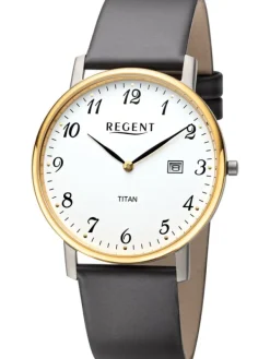 REGENT Herrenuhren-Herrenuhr Titan bicolor Leder F1562