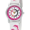 REGENT Kinderuhren-Kinderuhr Delfine weiß rosa 3301F-09-C