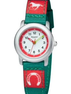 REGENT Kinderuhren-Kinderuhr Pferd grün rot 1619F-033-C