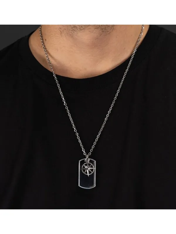 Save Brave Halsketten + Collier-Kette Northstar Windrose schwarzer Onyx SBN-NORTHSTAR-POLAR