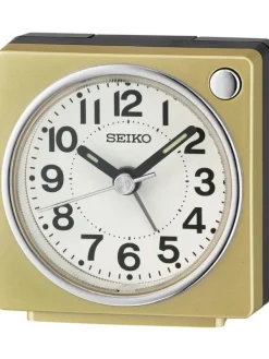 SEIKO Wecker + Co.-Wecker mit Schlummerfunktion, Quarzuhrwerk, rechteckig, gold QHE196G