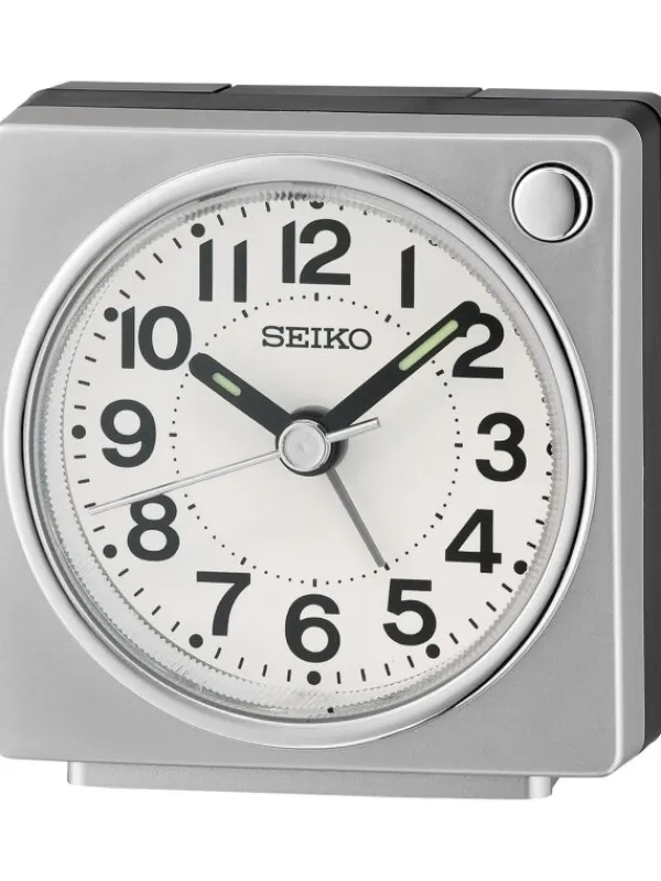 SEIKO Wecker + Co.-Wecker, mit Schlummerfunktion, Quarzuhrwerk, rechteckig, silber QHE196S