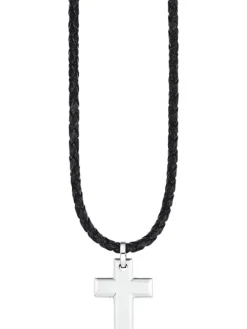 s.Oliver Halsketten + Collier-Herren Kette mit Anhänger Kreuz, Edelstahl 2015064