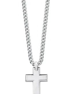 s.Oliver Halsketten + Collier-Herren Kette mit Anhänger Kreuz, Edelstahl 2026009