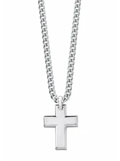 s.Oliver Halsketten + Collier-Herren Kette mit Anhänger Kreuz, Edelstahl 2026009