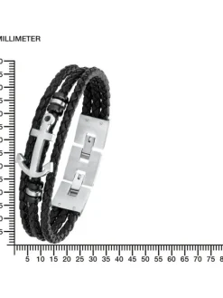 s.Oliver Armbänder-Herren Leder-Armband Anker, Edelstahl 2018683