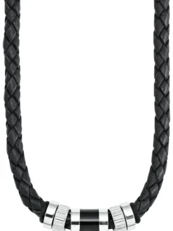 s.Oliver Halsketten + Collier-Herren Ledercollier, Edelstahl 9066681