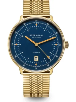 STERNGLAS Herrenuhren | Damenuhren-HAMBURG Automatik Edition Marine goldf. Metallarmband S02-HHM07-ME09
