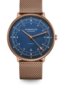 STERNGLAS Herrenuhren-HAMBURG AUTOMATIK blau Milanese bronze S02-HH27-MI11