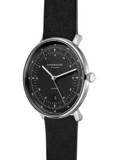 STERNGLAS Herrenuhren-Hamburg Automatik anthrazit-satiniert Leder vintage S02-HH11-VI15