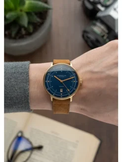 STERNGLAS Herrenuhren | Damenuhren-HAMBURG Automatik Edition Marine Band braun S02-HHM07-WL02