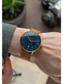 STERNGLAS Herrenuhren | Damenuhren-HAMBURG Automatik Edition Marine Band braun S02-HHM07-WL02