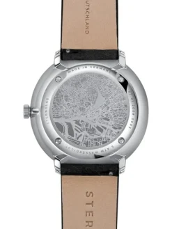 STERNGLAS Herrenuhren-Hamburg Automatik anthrazit-satiniert Leder vintage S02-HH11-VI15