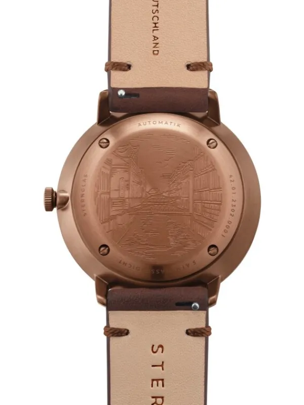 STERNGLAS Herrenuhren-HAMBURG AUTOMATIK blau bronze S02-HH27-VI17