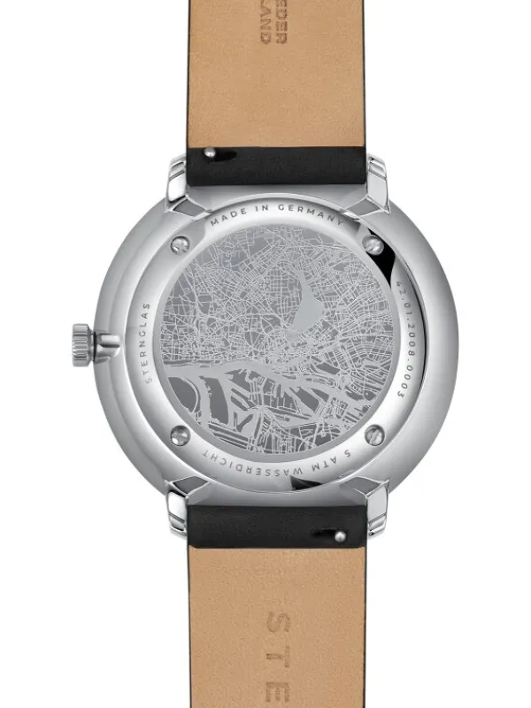 STERNGLAS Herrenuhren-HAMBURG AUTOMATIK graphit Leder glatt S02-HH11-PR07
